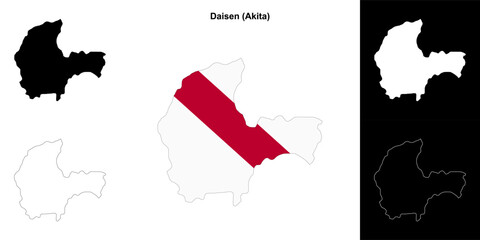 Daisen (Akita) outline map set