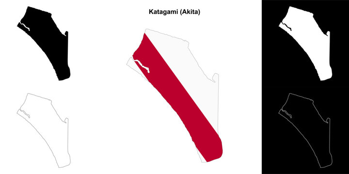 Katagami (Akita) outline map set