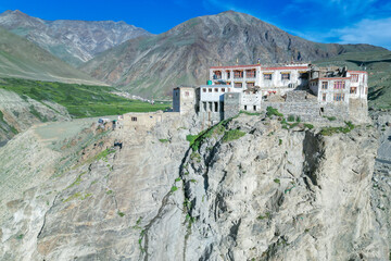 Rangdum monastery, aerial view, Zanskar, Northern India, Himalayas, India