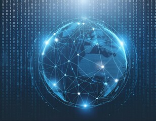 Digital earth, dotted line, 01 binary data combination, meaning globalization, internationalization, Internet big data technology background.