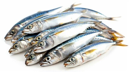 Obraz premium Herring salted raw fish isolated on white wallpaper background