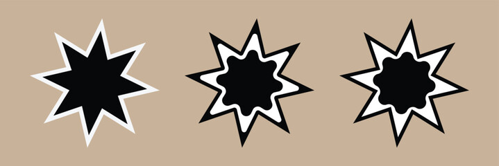 Fototapeta premium Bahai star. Black linear Bahai symbol. Religious symbol of Bahaism.