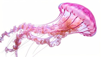 Colorful jellyfish isolated on white wallpaper background
