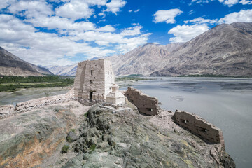 Fototapeta premium Nubra Valley, Himalayas aerial view, Zanskar, Northern India, Himalayas, India