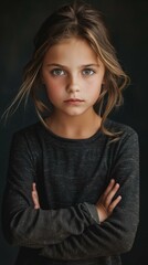 Fototapeta premium Portrait of a young girl with freckles and green eyes. AI.