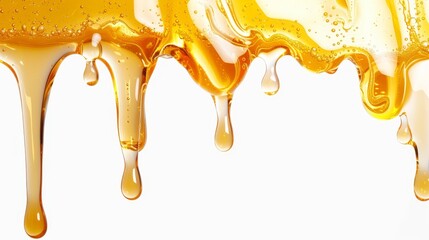 Melting caramel honey syrup isolated on white wallpaper background