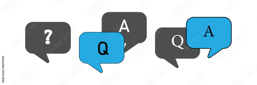 Poster question mark icon set. bubble question icon, faq questions symbol on a white background.