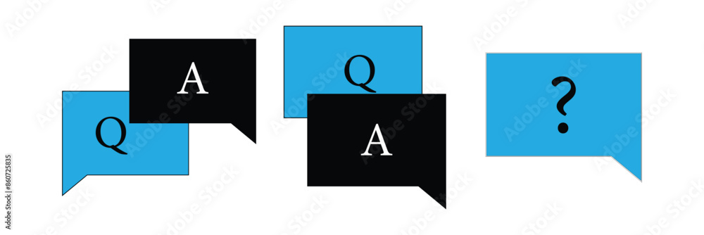Poster question mark icon set. bubble question icon, faq questions symbol on a white background.