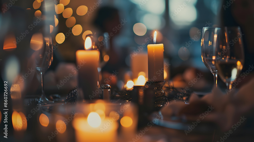 Aufkleber blurred soft of people in dinner room for party : generative ai