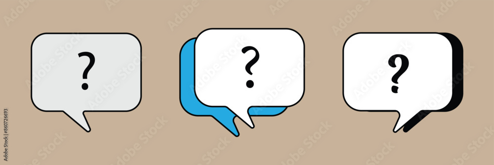 Poster Comment question icon set. FAQ icon. inquire bubble. ask or request icon. comment question vector icon on isolated background.
