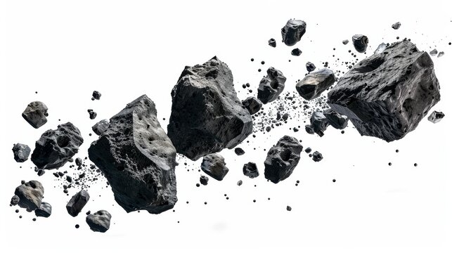 Falling stones meteoroids meteoroids isolated on white wallpaper background