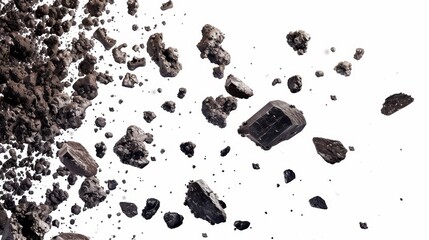 Falling stones meteoroids meteoroids isolated on white wallpaper background
