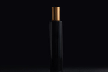 Obraz premium Empty pattern bottle black background