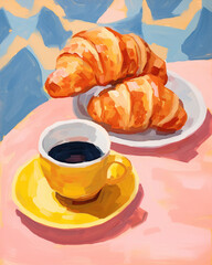 cup of coffee and croissant