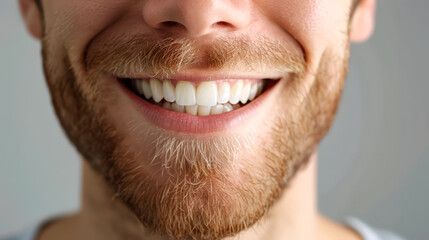 A man with a beard and a smile on his face. His teeth are white and he has a clean, healthy smile
