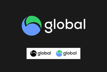 Global world round logo design editable vector