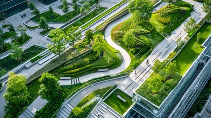 Aerial view of a beautiful park in the city of Shenzhen, China