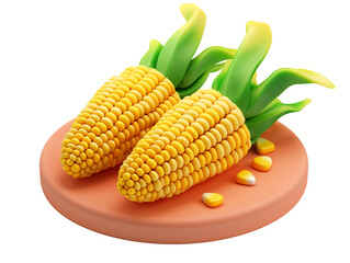 Obraz premium Corn Isometric Icon 3D Illustration | Isolated on Transparent & White Background | PNG File with Transparency