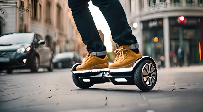  Male feet on hoverboard