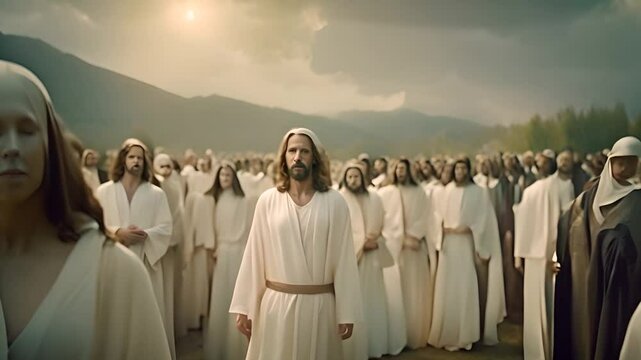 Jesus Addresses Followers in a Mountainous Landscape Generative AI