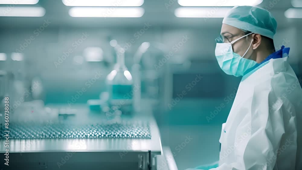 Aufkleber scientist working in a cleanroom laboratory generative ai