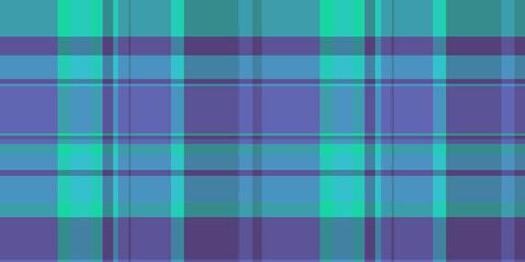 Romantic plaid pattern texture, production check background textile. Painting vector tartan seamless fabric in cyan and teal colors.