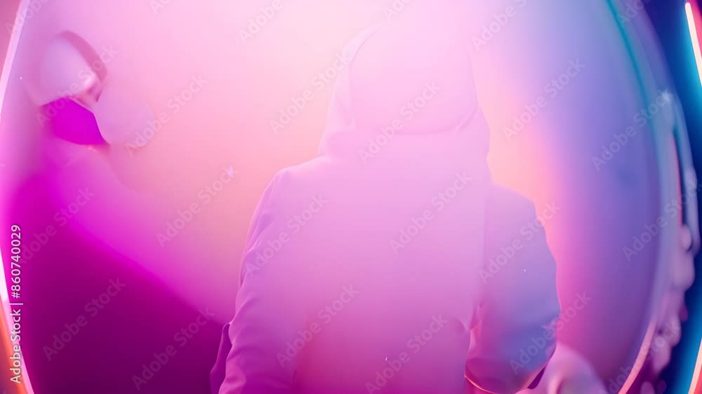 Poster astronaut in abstract space tunnel generative ai