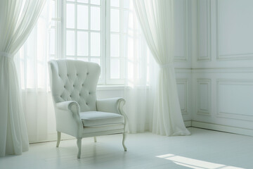 Fototapeta premium White armchair in a white room