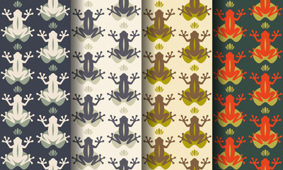 Simple Frog Seamless Pattern. Minimal Animal Background.