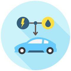 Hybrid vehicle rounded color icon, related to EV, electric vehicle, transportation, electric car and technology theme. use for modern concept, web and app development