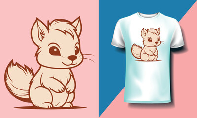 squirrel with a nut vintage vector t shirt design