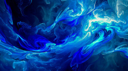 Fototapeta premium Abstract art, blue and white, neon light style.
