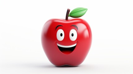 A delightful cartoon apple with a cheerful smile, conveying happiness and friendliness, creating a sense of positivity and joy with its bright and animated expression.