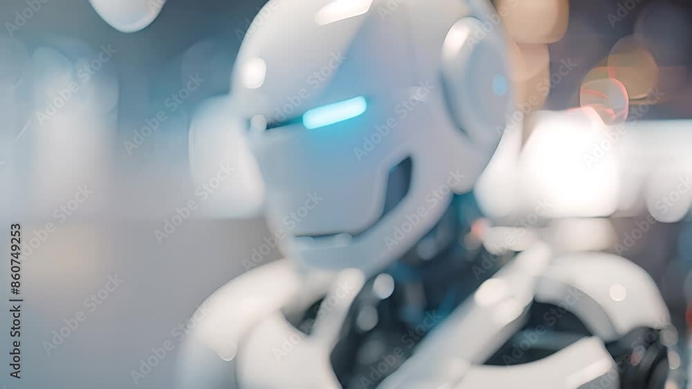Poster white robot in industrial setting generative ai