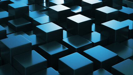 Cube surfaces illuminated by blue light