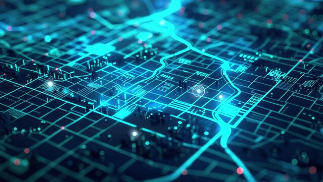 gps map navigator system animation. route destination 3d city streets. searching direction, track or address. pin location detection. mapping technology and locate position high tech motion background