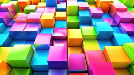 Abstract Colorful 3D Blocks Pattern