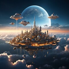 Obraz premium Floating city