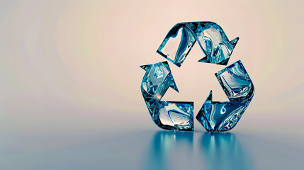 White background. modern recycle symbol made of recycled plastic.