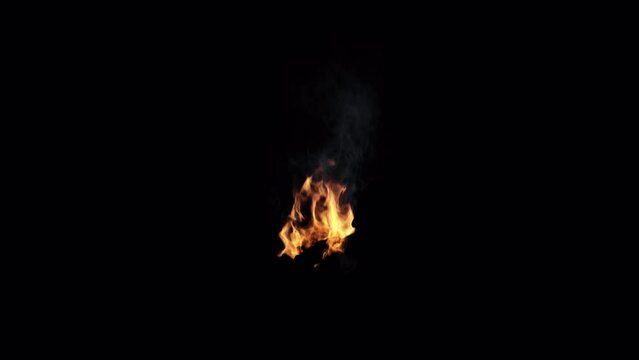 Torch fire flames with smoke, 4k 25p, with ALPHA CHANNEL for transparency