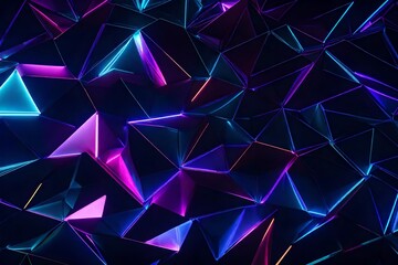 Obraz premium Futuristic, High Tech, dark background, with a triangular block structure. Wall texture with a triangle tile pattern-