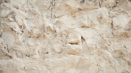 This image features a rugged beige limestone rock wall with natural textures and cracks, perfect...