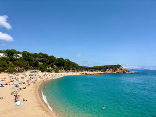 beautiful beach Cala sa Conca in S'Agaró on the Costa Brava between Sant Feliu de Guíxols and...