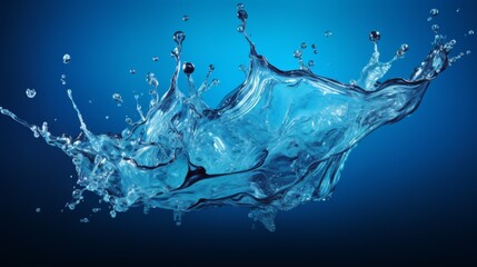 A captivating image of a blue water splash against a dark gradient background, highlighting the beauty and power of water in motion, with stunning visual effects.
