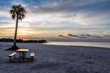 Picnic bench on the beach