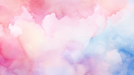 A delicate watercolor painting featuring soft pink and pastel tones, blending seamlessly to create a dreamy, cloud-like abstract effect that invokes a sense of tranquility.