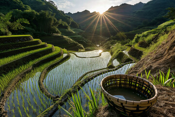 Lush rice paddies stretch towards a majestic mountain range in Taiwan, their serenity masking the rising tensions that threaten to engulf the island.