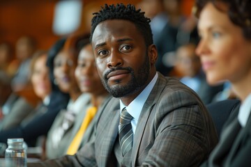 Fototapeta premium Attentive Man Listening in a Business Meeting