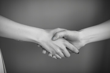 The handshake between two women signifies mutual respect and agreement