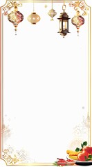 Fancy Islamic greetings card with golden trim and ornaments